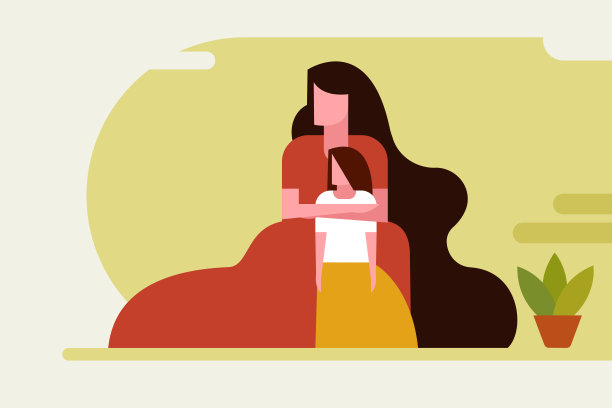 这是一个母亲用爱抱着女儿的插图图片下载