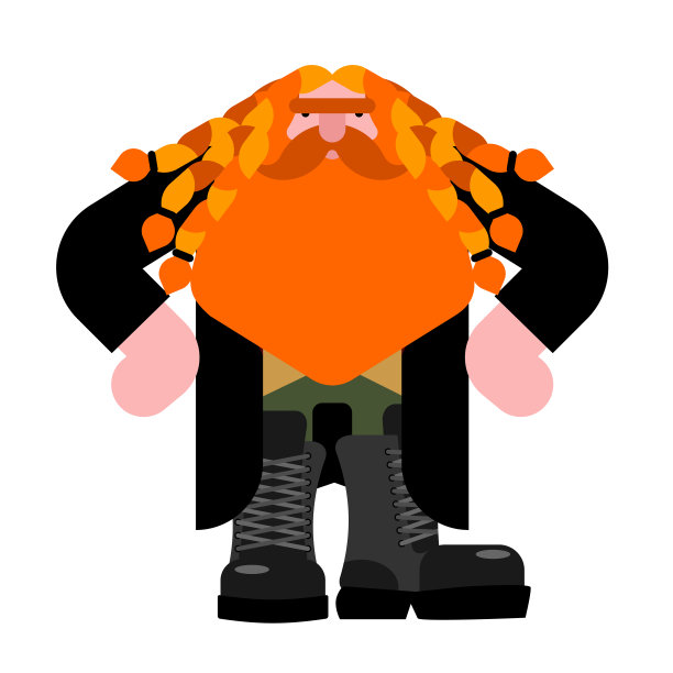 妖怪，长胡子的小祖父。矢量图图片下载