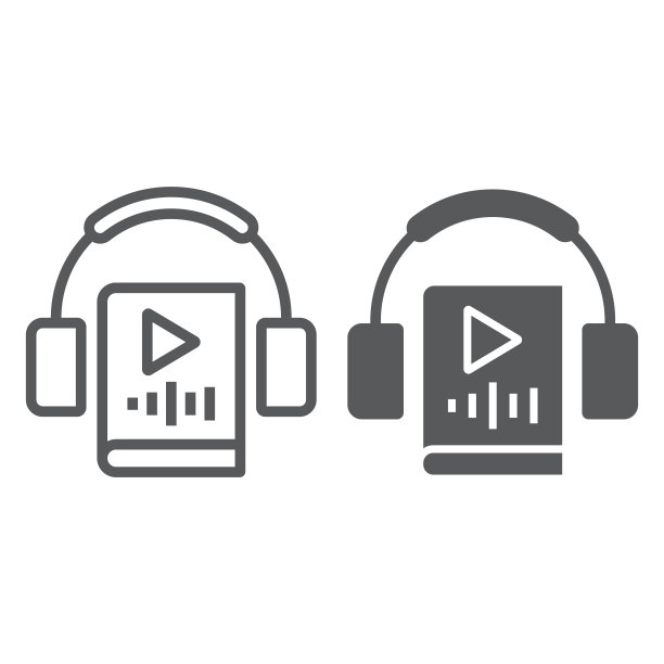 有声读物线和字形图标，教育和学校，书与耳机符号矢量图形，白色背景上的线性图标，eps 10。图片下载