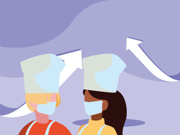 专业夫妇与口罩工作图片下载