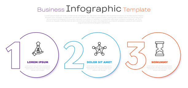 设定线手握钱袋，六角星治安官和老沙漏。业务信息模板。向量图片下载