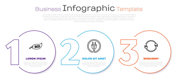 设置线叶生态标志，电插头和电插头。业务信息模板。向量图片下载