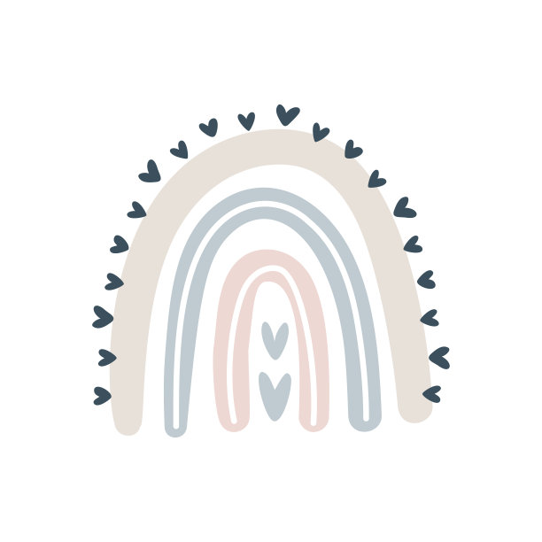 矢量彩虹心卡通斯堪的纳维亚风格孤立在白色背景上的孩子。可爱的手绘风格的海报，印刷品，卡片，织物，儿童书籍，室内设计图片下载