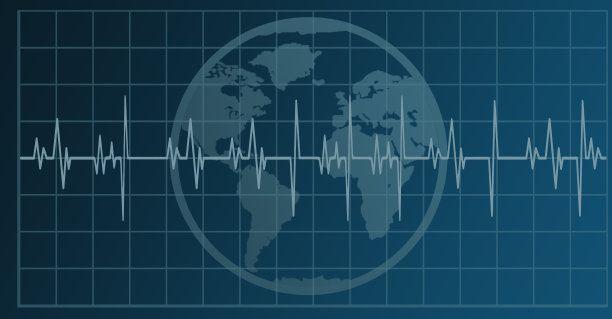 地球背景下的蓝色心电图图片下载