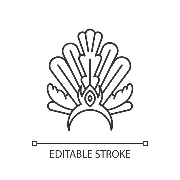 巴西狂欢节头饰像素完美线性图标。用羽毛王冠。民族穿。细线可定制的插图。轮廓的象征。矢量孤立轮廓绘制。可编辑的中风图片下载