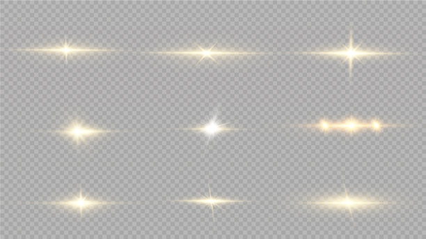 金色的星星孤立在黑色的背景上。效果，眩光，线条，闪光，爆炸，金色的光。矢量图图片下载