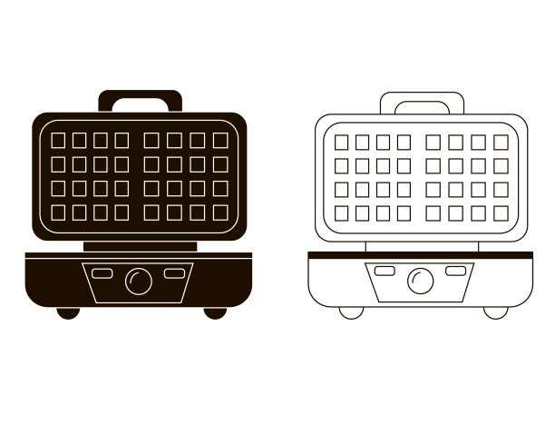 矢量插图。两套华夫烙铁选项..标志，图标上的白色背景。图片下载