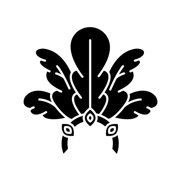 巴西狂欢节头饰黑色象形图标。王冠上有羽毛和珠宝。传统的服装。少数民族的节日。化装游行。白色空间上的剪影符号。向量孤立的插图图片下载