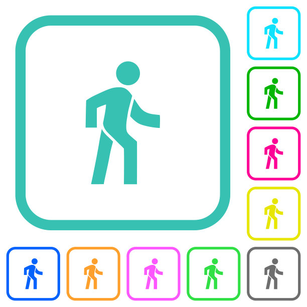 男子行走右边鲜艳的彩色平面图标图片下载
