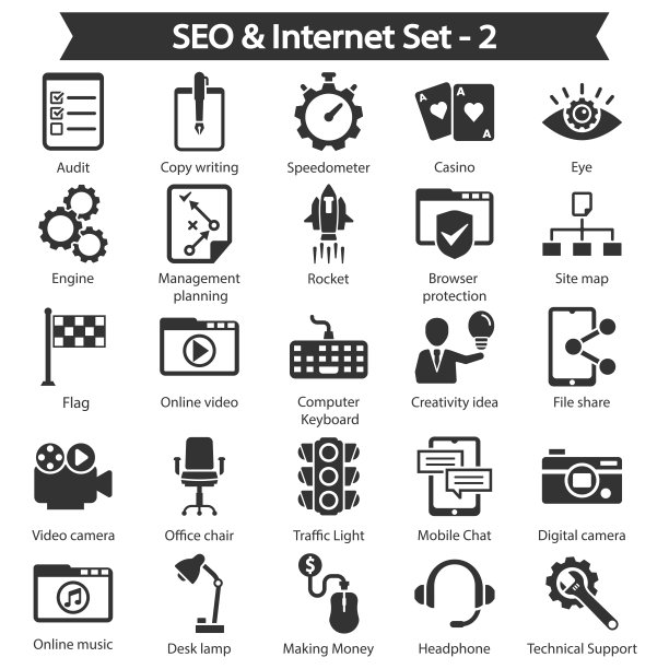 SEO &互联网图标设置2 -黑色系列图片下载