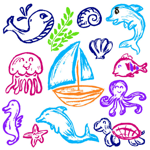 可爱的孩子们的画。图标，标志，符号，大头针图片下载