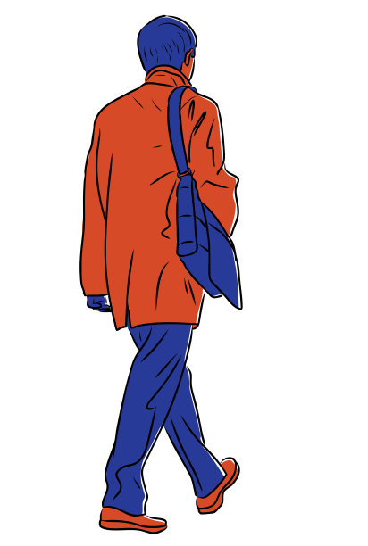 随意的城市居民沿着街道行走的向量图像图片下载