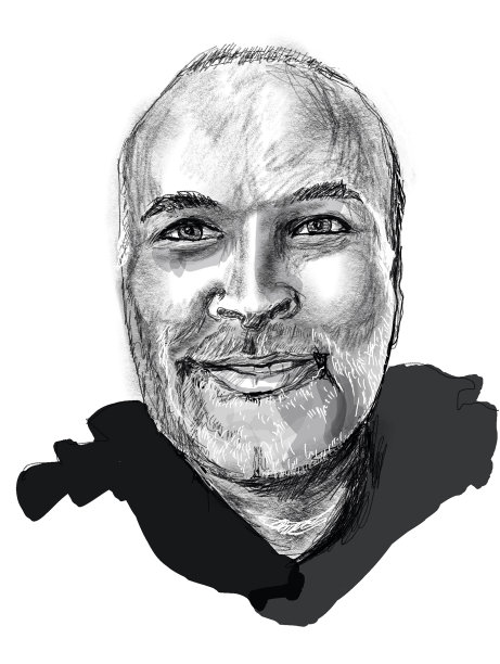 成年男子肖像黑白插图。素材图片