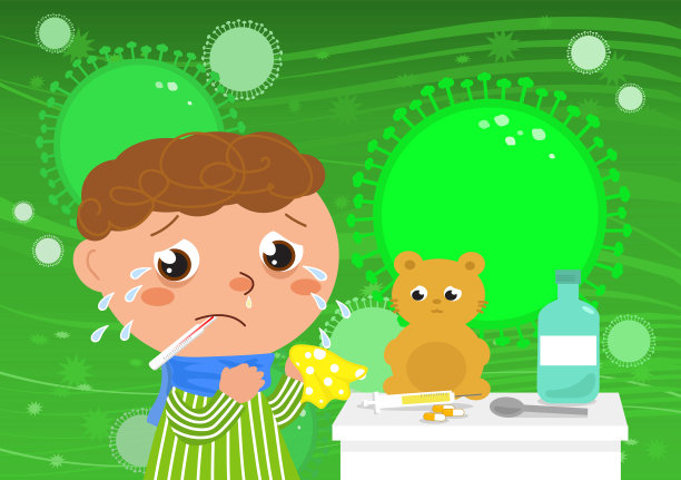 感染了冠状病毒的男孩，说明图片下载