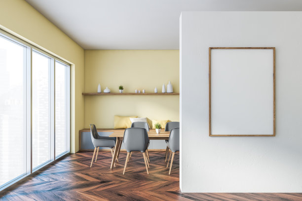 黄色全景餐厅内设海报图片下载