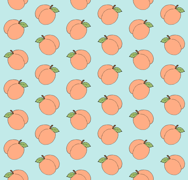 矢量无缝图案手绘涂鸦素描桃图片下载