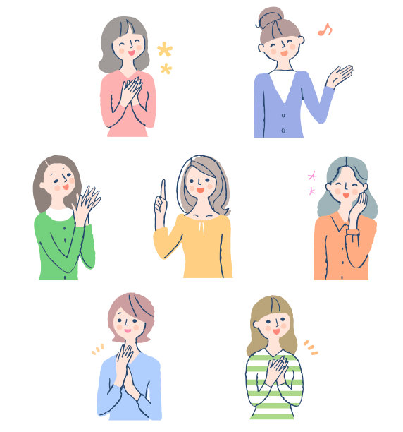 一群微笑的年轻女子图片下载