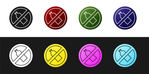 设置无塑料瓶图标孤立的黑白背景。矢量图图片下载