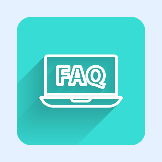 白线笔记本电脑和常见问题图标孤立与长阴影。调整、维修、设置、维护、修理、固定。绿色广场按钮。矢量图图片下载