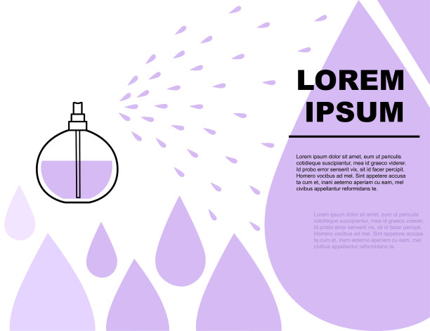 图案的香水瓶喷涂平面矢量插图在白色的背景与紫色滴图片下载