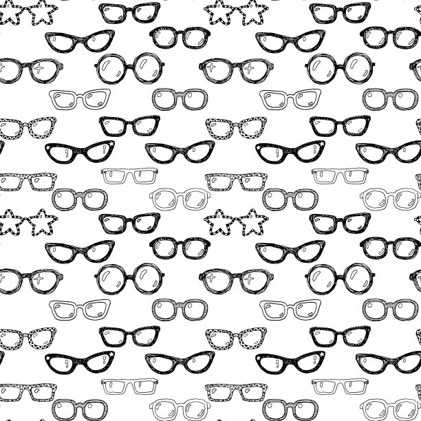 手绘涂鸦时尚眼镜无缝图案图片下载