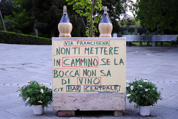 引用对葡萄酒。独自背包客徒步从卢卡到锡耶纳经由Francigena。漫步在自然、历史、教堂、“古村落”之间。图片下载