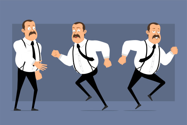 卡通趣味肥胖办公室男人角色矢量素材图片下载