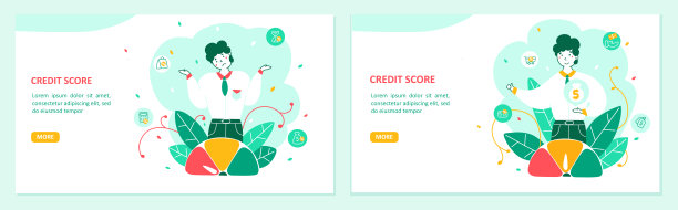 银行登陆页平面矢量模板集图片下载