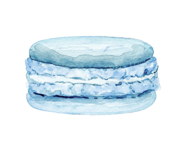 水彩蓝色蛋糕马卡龙图片下载