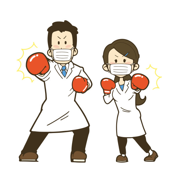 医生战斗的插图。戴着面具。图片下载