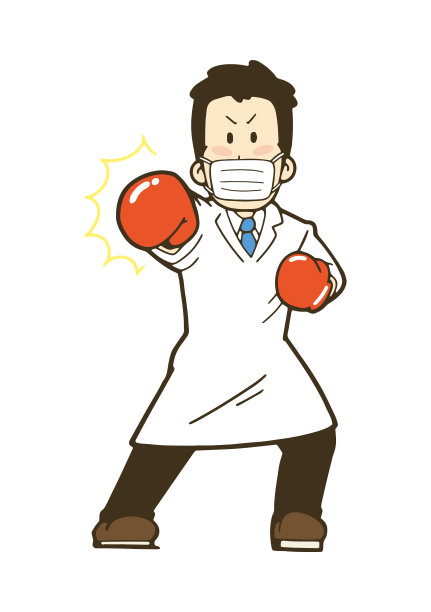 一个男医生打架的插图。戴着面具。图片下载