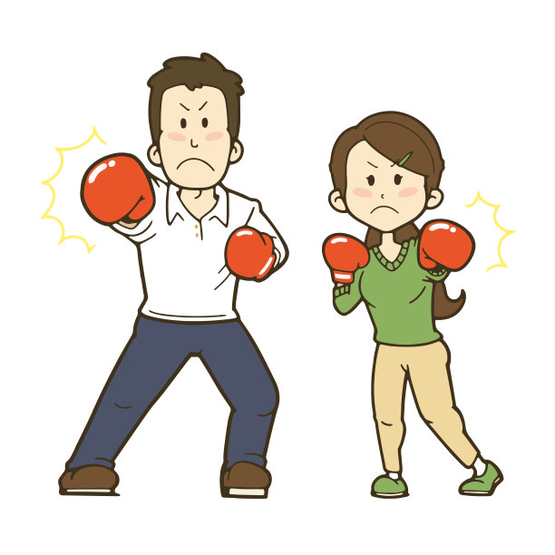男人和女人战斗的插图。图片下载