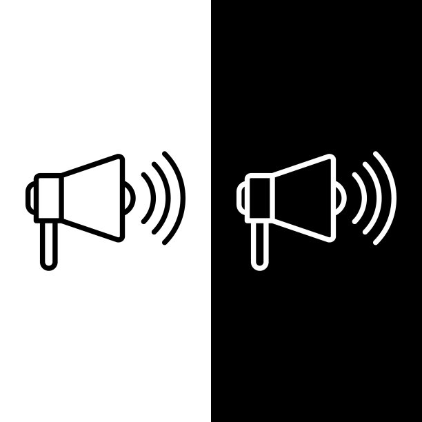 设置线路扩音器图标隔离在黑色和图片下载