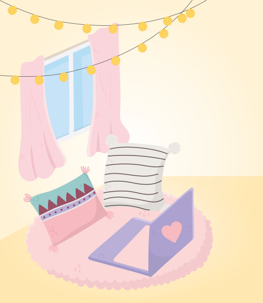 地毯上放笔记本电脑，窗户上放灯图片下载