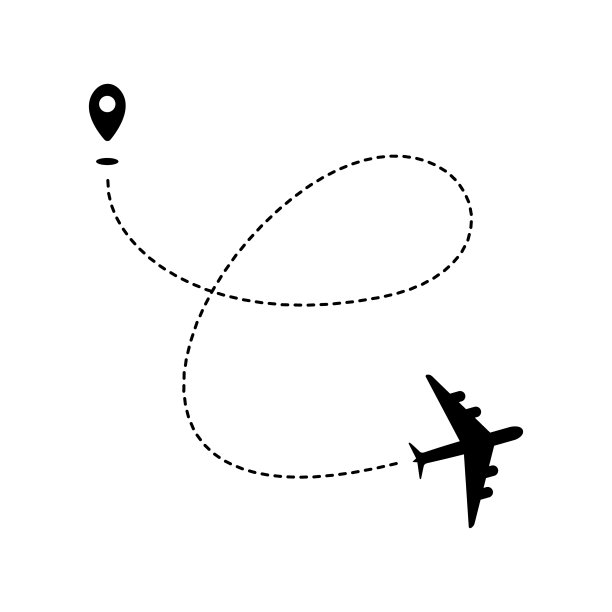 带有地理标记和虚线路线的平面路径图片下载