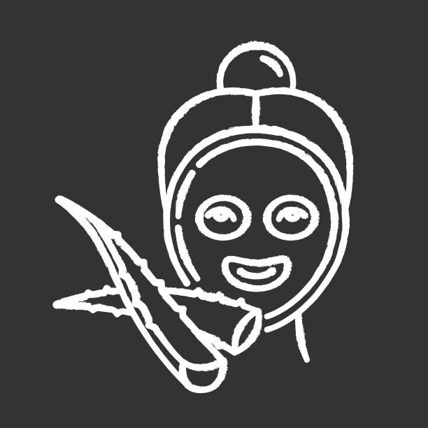 面板蒙版粉笔白色图标上的黑色背景。女温泉治疗。植物精华的健康护肤。草药产品。素食化妆品。孤立矢量黑板插图图片下载