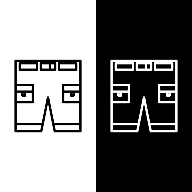 设置线短或裤子图标隔离在黑色和图片下载