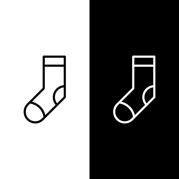 设置线袜子图标隔离在黑色和白色图片下载