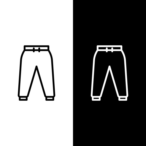 设置线运动裤图标孤立的黑色和图片下载
