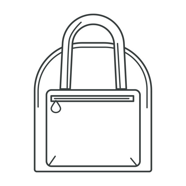 手提包与拉手和拉链口袋线性图标图片下载