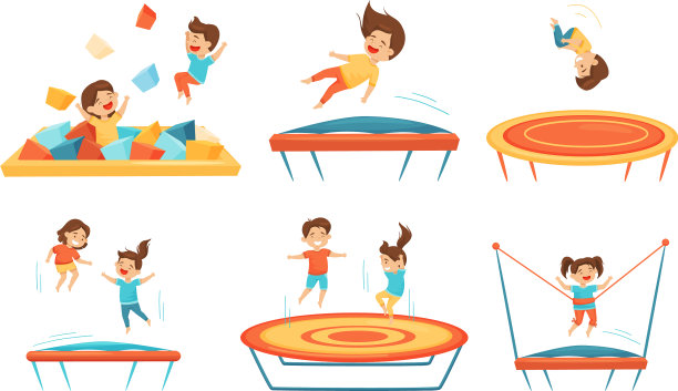 小孩子在蹦床上蹦蹦跳跳图片下载