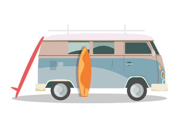 带冲浪板的货车图片下载