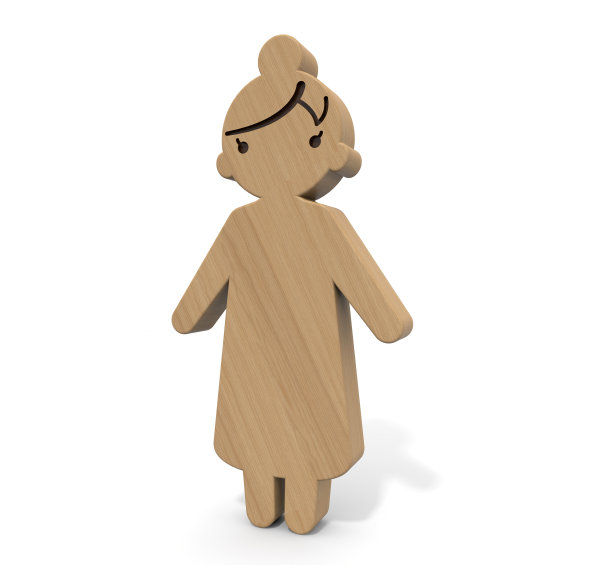 木制的女人。木制玩具。娃娃的妈妈。三维渲染图片下载