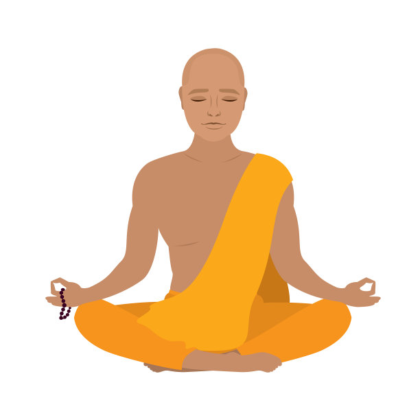 一个穿着橙色长袍的西藏僧侣图片下载