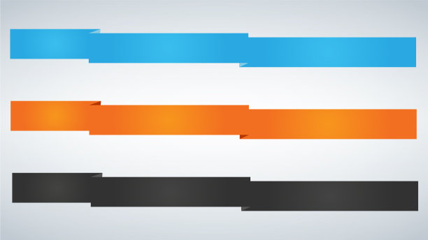 扁平的缎带，扁平的旗帜，孤立的白色图片下载