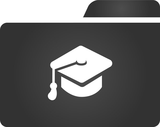 文件夹图标与毕业帽在时髦的平底图片下载