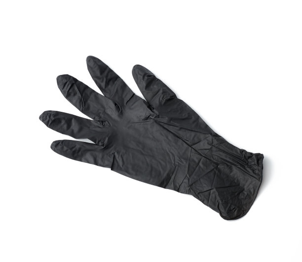 黑色非无菌乳胶手套，用于安全烹饪，隔离在白色背景上图片下载