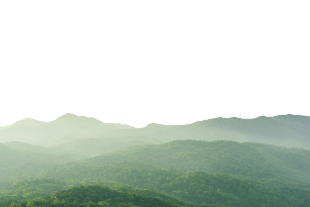高山和森林山景观的剪影孤立在白色的背景图片下载