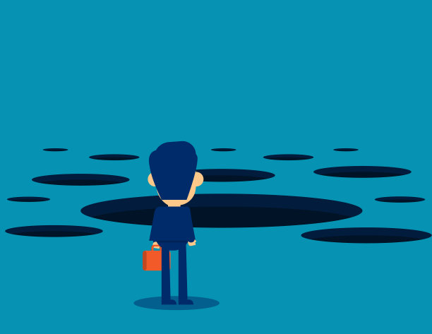 站着买洞形路的概念企业图片下载