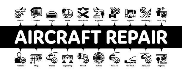 飞机修理工具最小信息图表横幅图片下载
